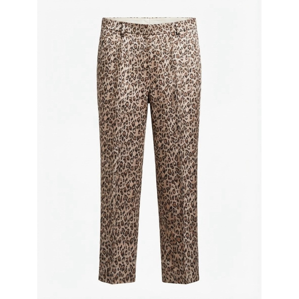 Banana Republic Womens Trousers 12 Long Tall Leopard Work Business New